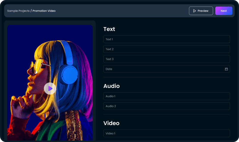 Enter values screen of the avid application